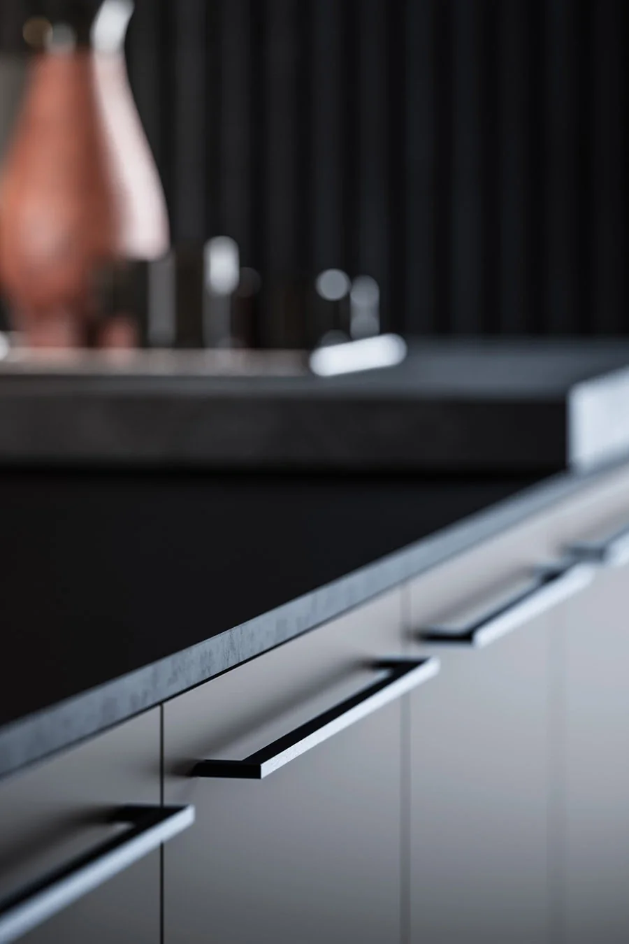 Cuisine moderne avec comptoirs en marbre et finitions premium